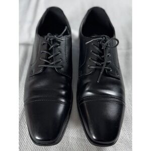 Alfani Quincy Shoes Mens Size 8 Black Dress Oxford Cap Toe Lace‎ Up Memory Foam